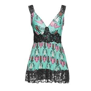 Paco Rabanne light green cami satin with lace details size 6